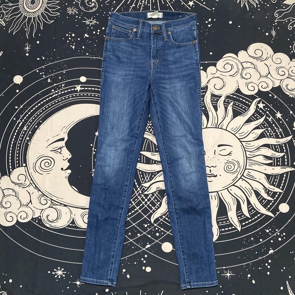 Madewell Jeans Women's 25x28 Blue Cotton Denim Skinny Faded Whiskered Stretch